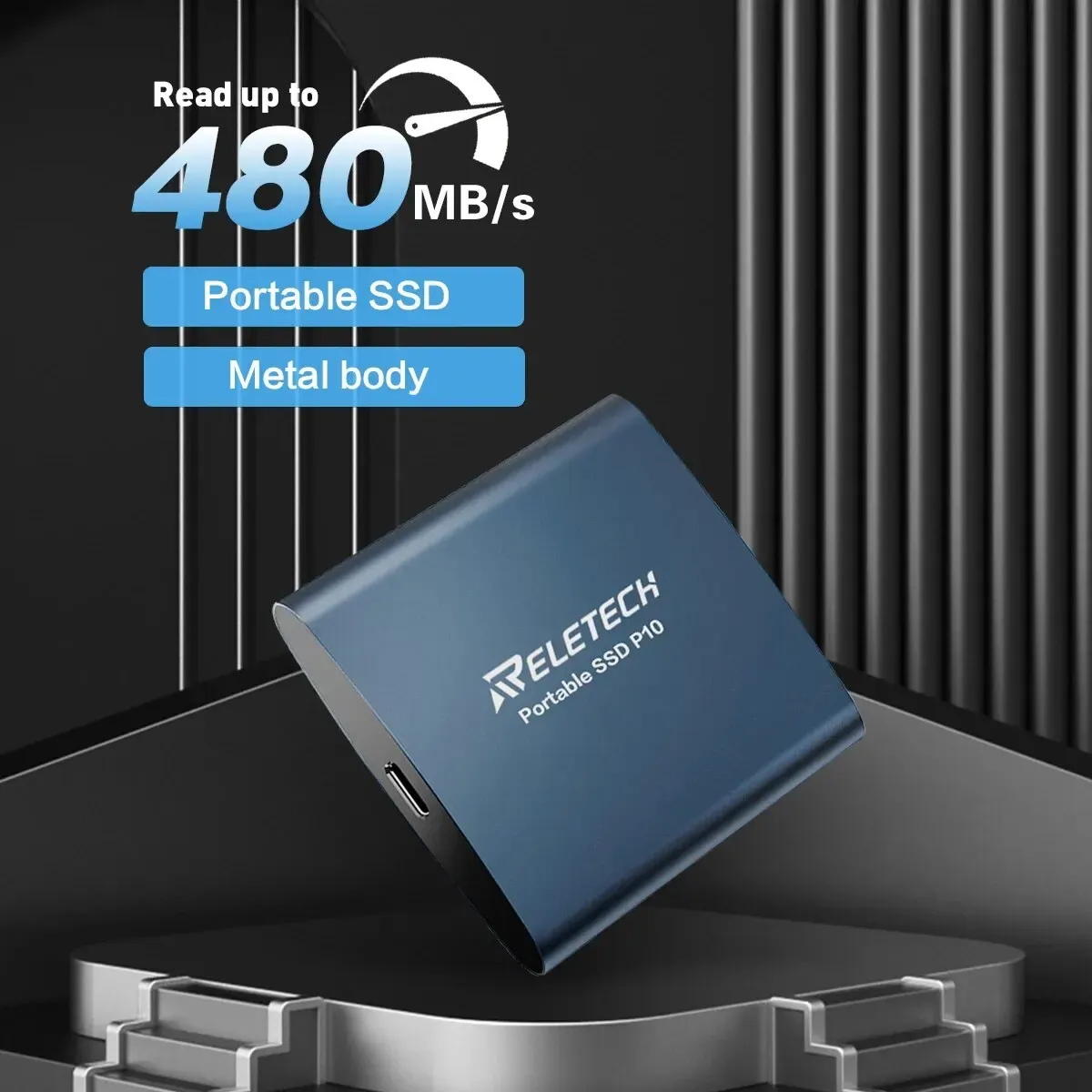 Drives Reletech P10 Portable SSD,Read 480MB/s,TypeC Interface ,PC,Gaming,Students & Professionals,External Solid State Drive Hard Disk