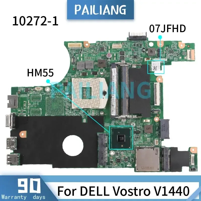 Carte mère pour Dell Vostro V1440 1440 Liptop Motherboard CN07JFHD 07JFHD 102721 HM57 DDR3 NOTAGE ENFORME ENFORME TESTÉ FULL