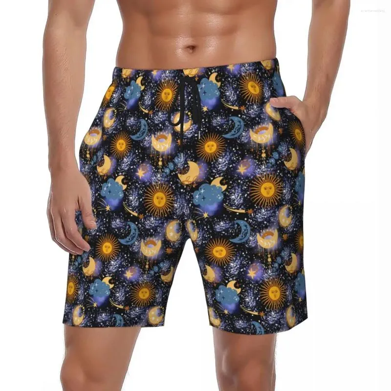 Shorts masculinos pranchas masculinas estrelas da lua sol Sun Casual Swimming troncos