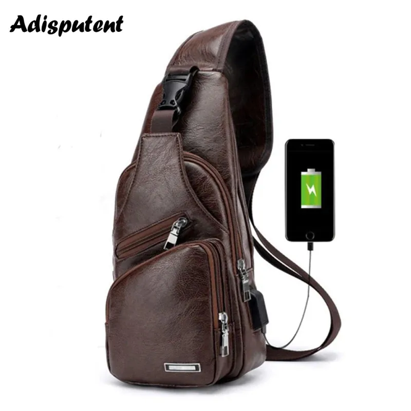 Męska torba na klatkę piersiową z otworą słuchawkową torby ładujące USB wielofunkcyjna zawiesia przeciw kradzieży pakiet podróży męski ramię biznesowe 240402