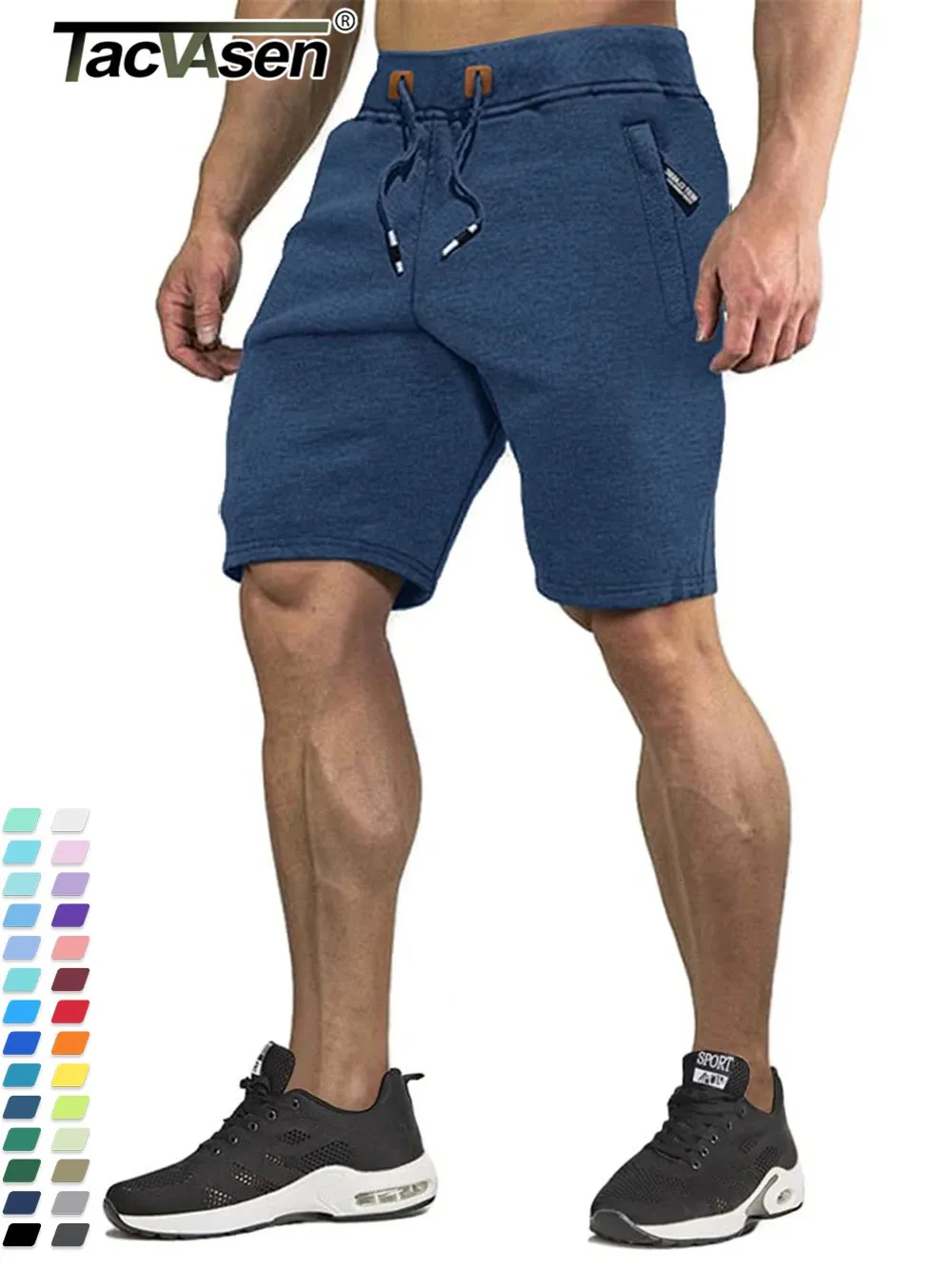 Tacvasen Summer Cotton Running Track Shorts Mens casuais shorts de corredor elásticos de cintura atlética Zipper bolsos curtos 240327