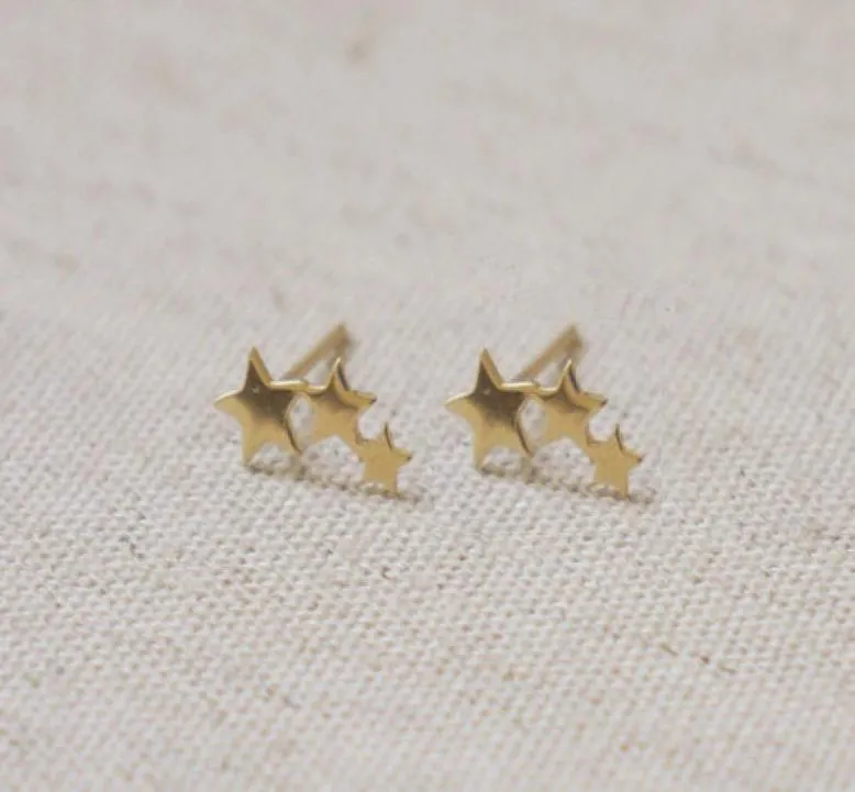 10pair Tiny 3 Stars Studörhängen Tre länkstjärnor Studörhängen Söta 3star tonåringar Studörhängen för kvinnor5702690