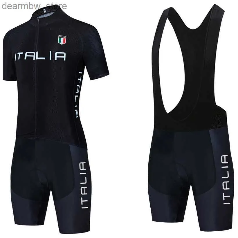 Bisiklet Jersey Setleri Siyah 2024 Italia Bisiklet Jersey Erkekler Kadın Yol Bisikleti Maillot Jersey Şort Seti MTB Ropa Ciclismo Bicycl Tshirt Culottes Giyim L48