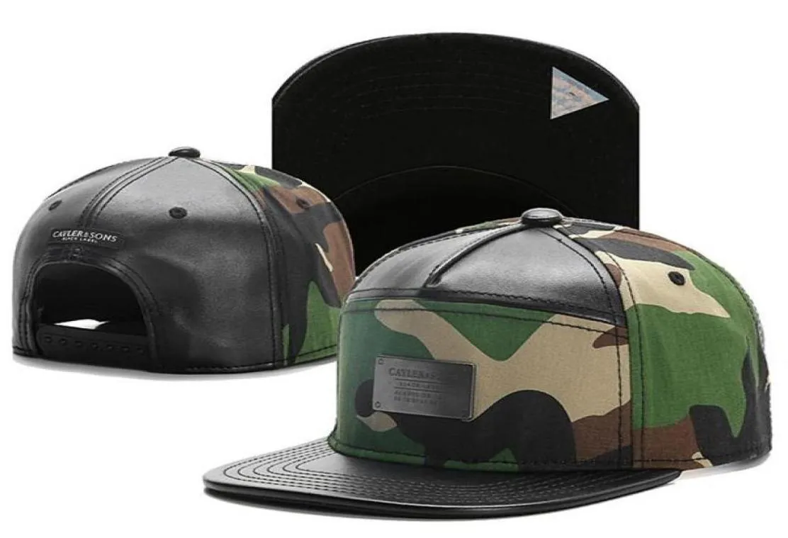 Läder Camo Metal Logo Baseball Caps Hip Hop Hat Outdoor Gorras Hiphop Mens Man Bone Justerbara Snapback Hats95657746932104