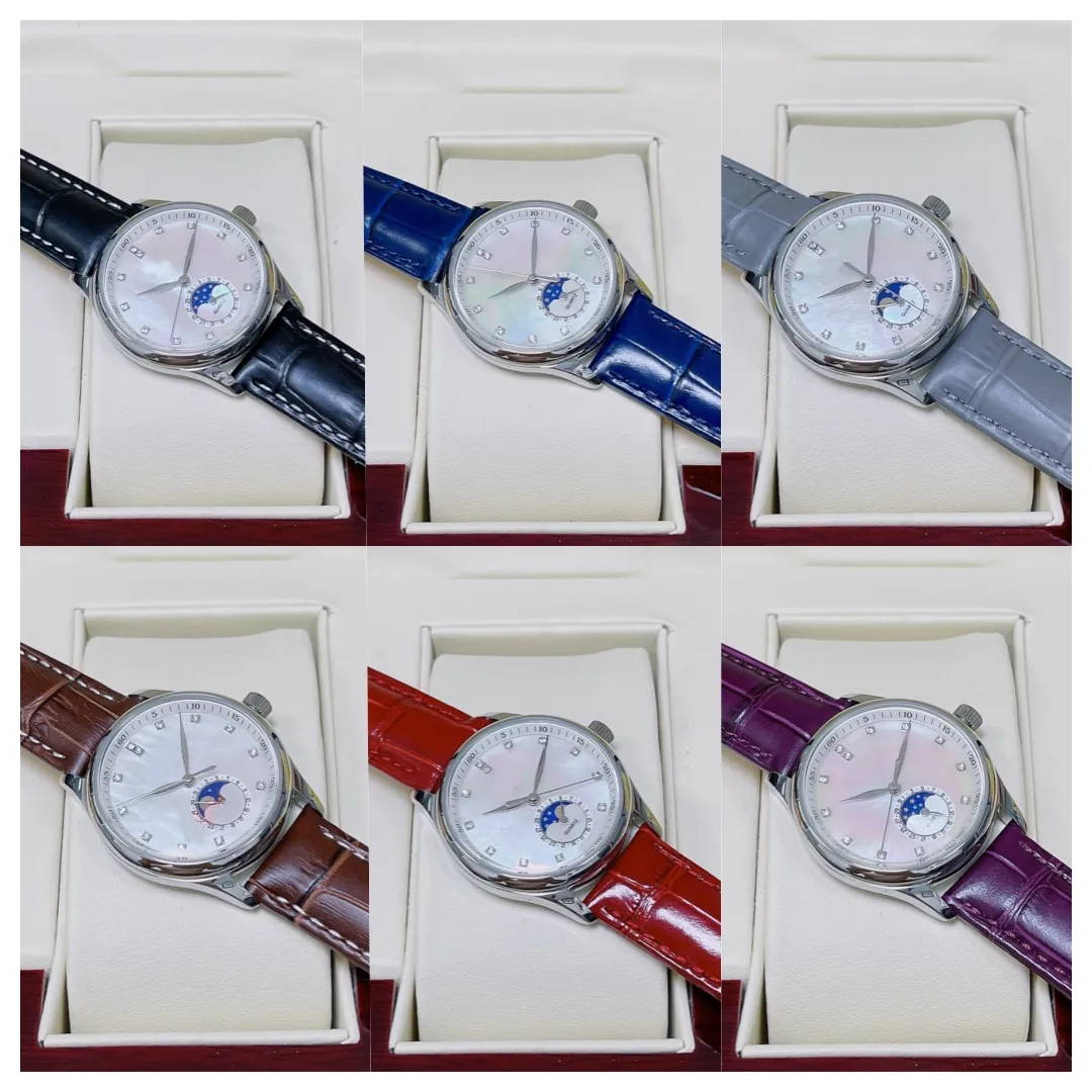 AAA WOMENT WATCH Projektant mody kwarc Ladys Watch Wysokiej jakości klasyczna średnica Sapphire szklany blat luksusowy zegarek Rainbow Face Skórzowe zegarki