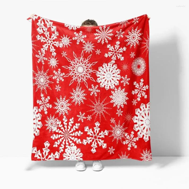 Koce miękki przytulny dekoracje świąteczne świąteczne łosie świąteczne Snowflake Santa Claus Print Sofa na Boże Narodzenie