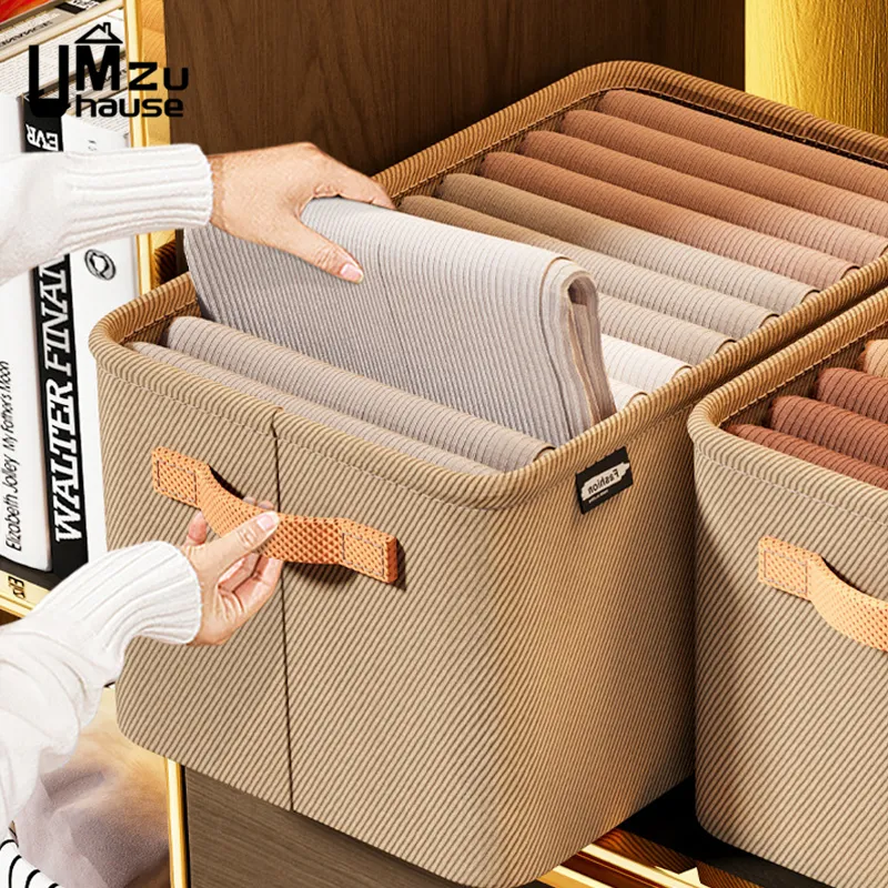 Clothes Basket with Handle Metal Frame Box Pants Toys Book Storage Blanket Big Holder Collapsible Wardrobe Bin Closet Organizers