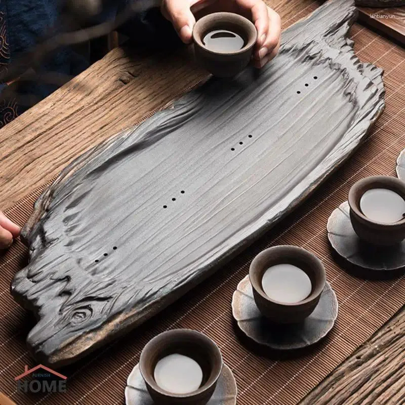 Tea brickor keramiska vintage cupbricka stort dräneringsvatten lagring antik kreativt gammalt imitation trä