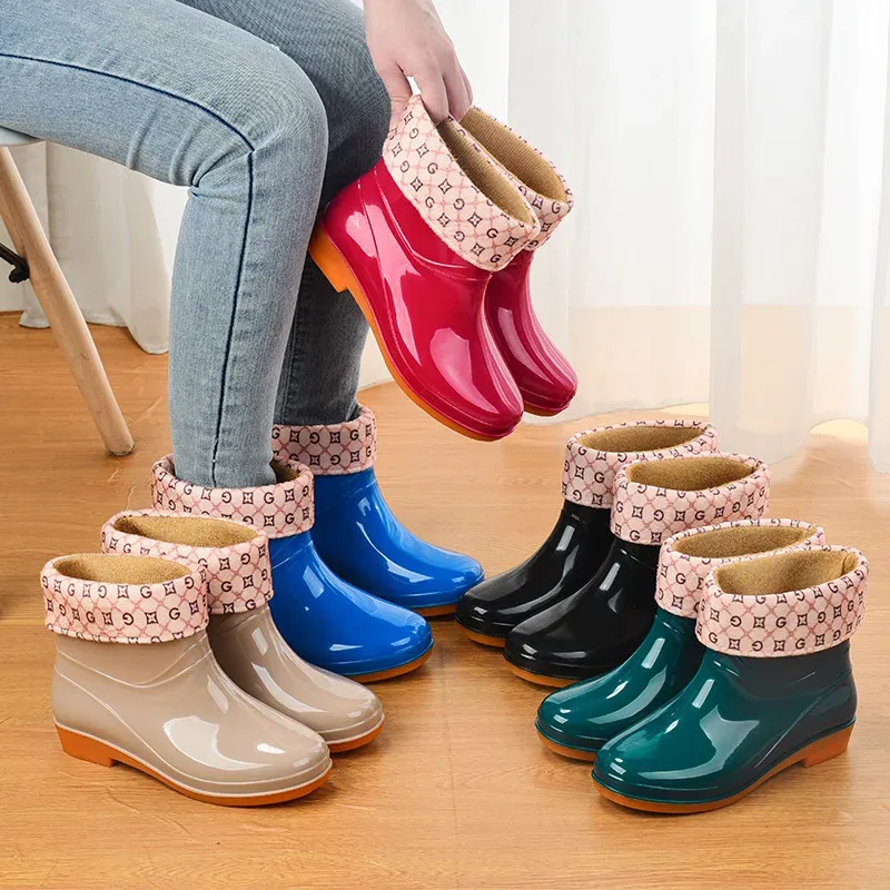 Lightweight Rain Boots Womens Ankle Rubber Boots Ladies Waterproof