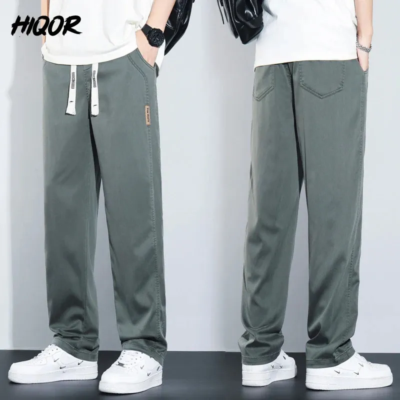 Hiqor in Herren Casual Hosen Sommer Straight Dünnhose Männliche Baggy Hosen Pantalones Hombre Jogging Mann großer Größe S-4xl 240329