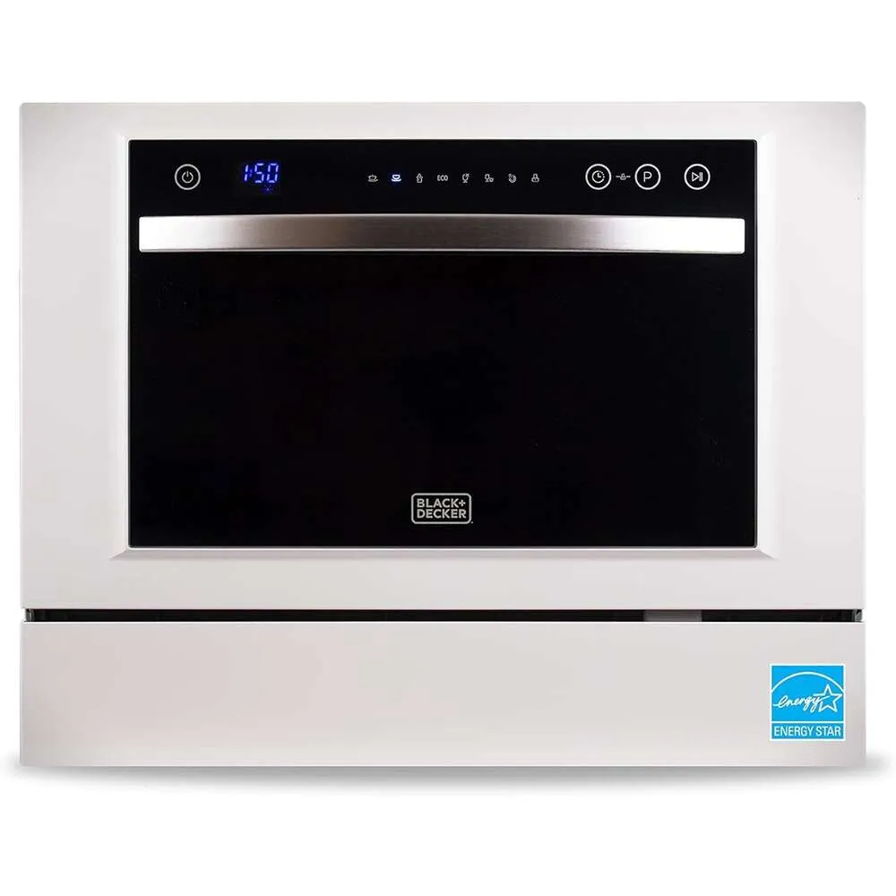 Lavagem de louça de bancada compacta BCD6W - 6 cenários de lugar - eficiente de energia - fácil de usar - perfeito para pequenas cozinhas - acabamento branco