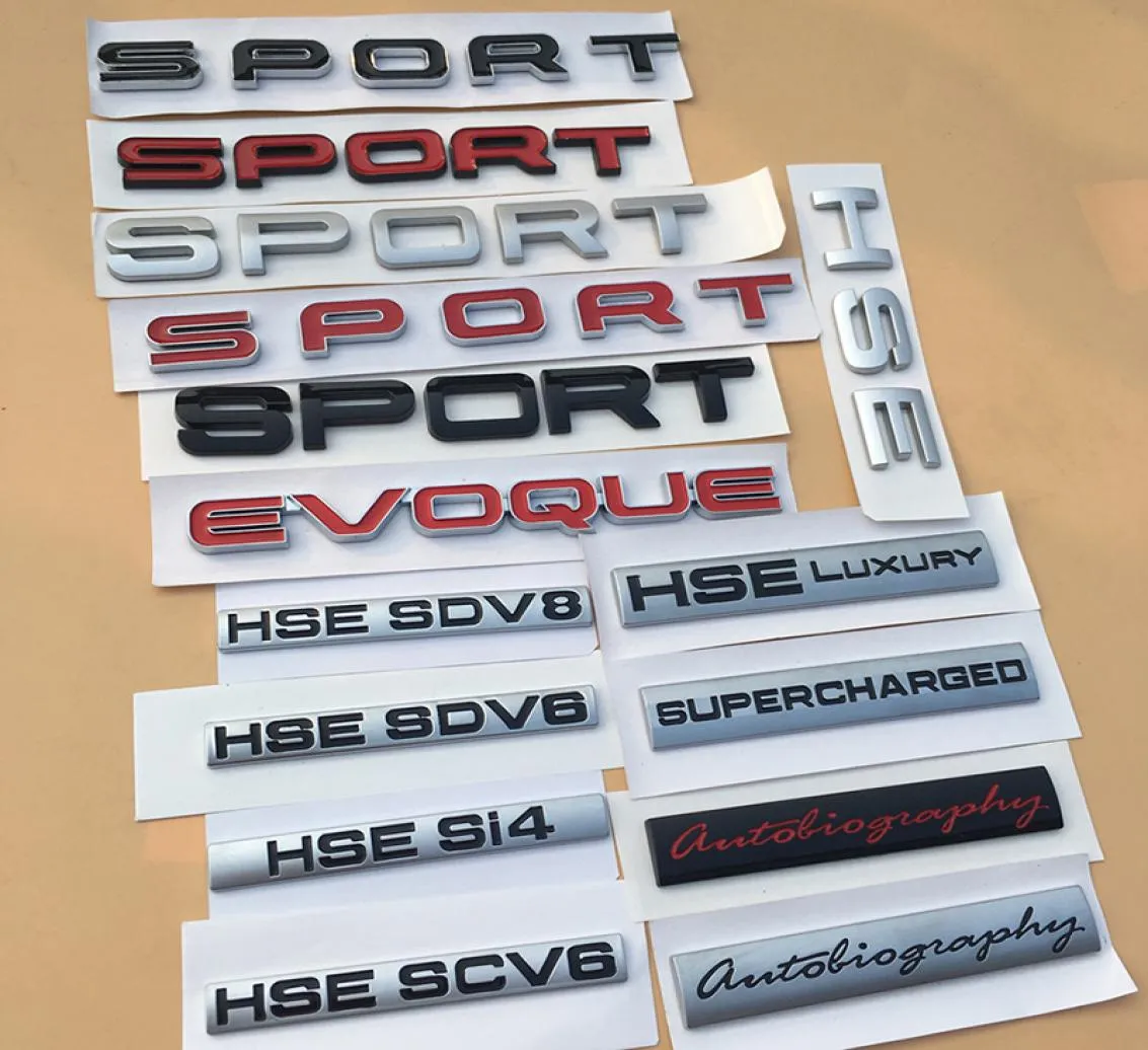 Emblema sportivo per Land Range Rover SV Autobiography Discovery HSE Luxury SCV6 SDV6 SDV8 SI4 BADGE BADGE AUTO STYLING TRUNK TRUNK STUCER5572497