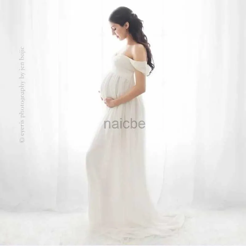 Maternity Dresses Maternity Trailing Long Dresses Sexy Photo Photography Props Pregnant Women Black White Soft Lace Chiffon Pregnancy Maxi Gown 240412