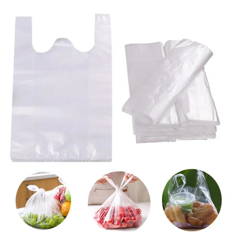 thumbnail image 2 of 100 White Plastic Shopping Bags - 28.5x18cm, Supermarket/Grocery Carry Out Bags 2 of 6