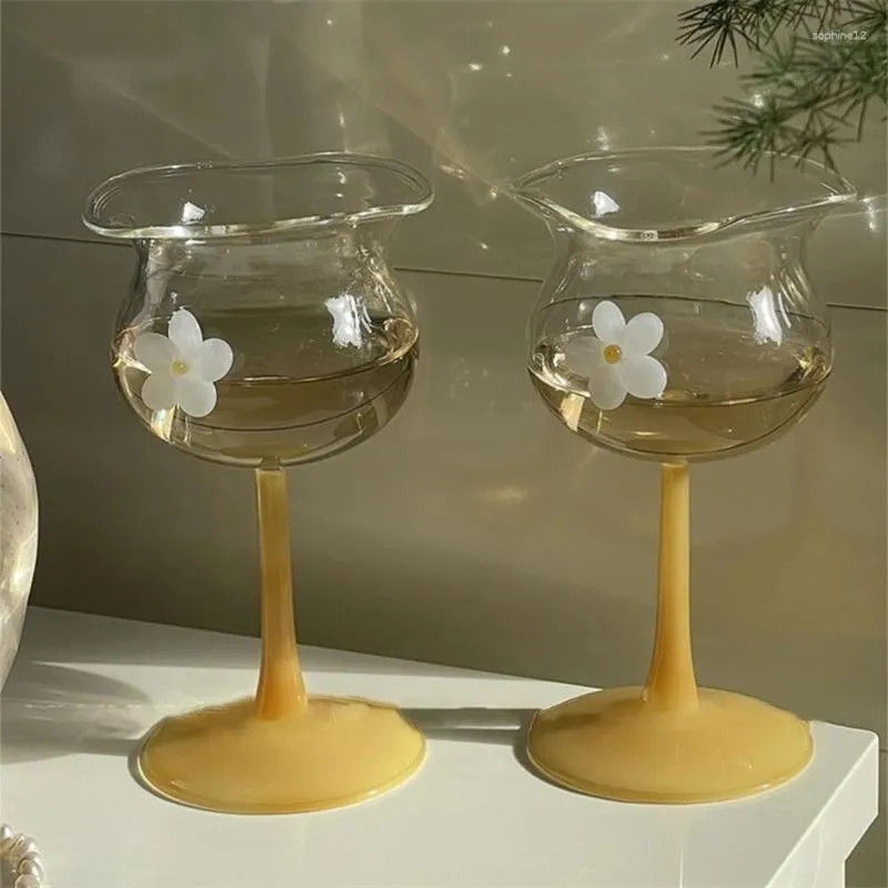 Wine Glasses Creative Fashion High Borosilicate Glass Cute Fun Decoration Transparent Goblet Simple Flower