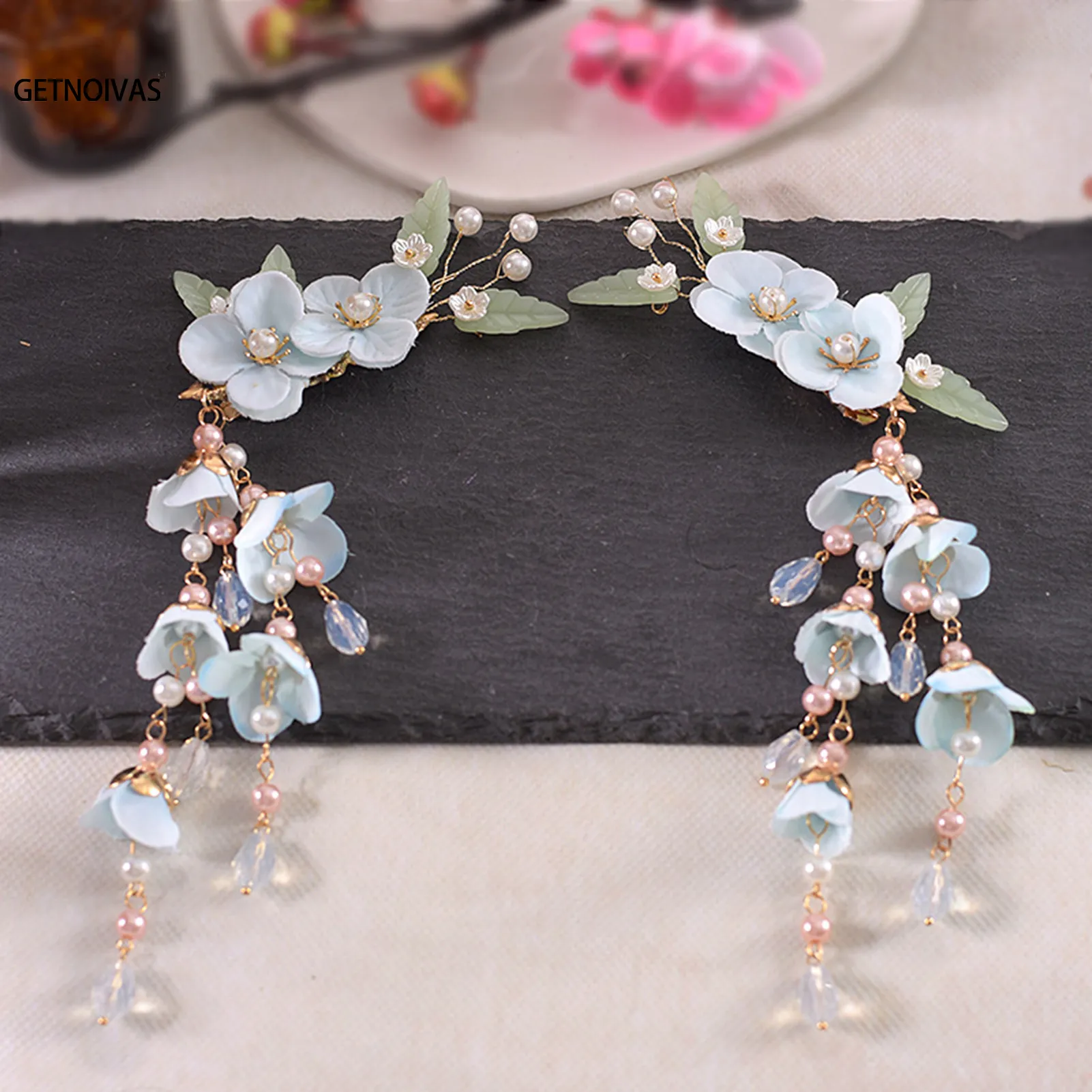 Elegant Bridal Headwear,Fairy Tassel Wedding Headdress Luxury Flower Barrettes Wedding Hair Clips For Brides Flower Hair... From Ddmyearth  main image 4