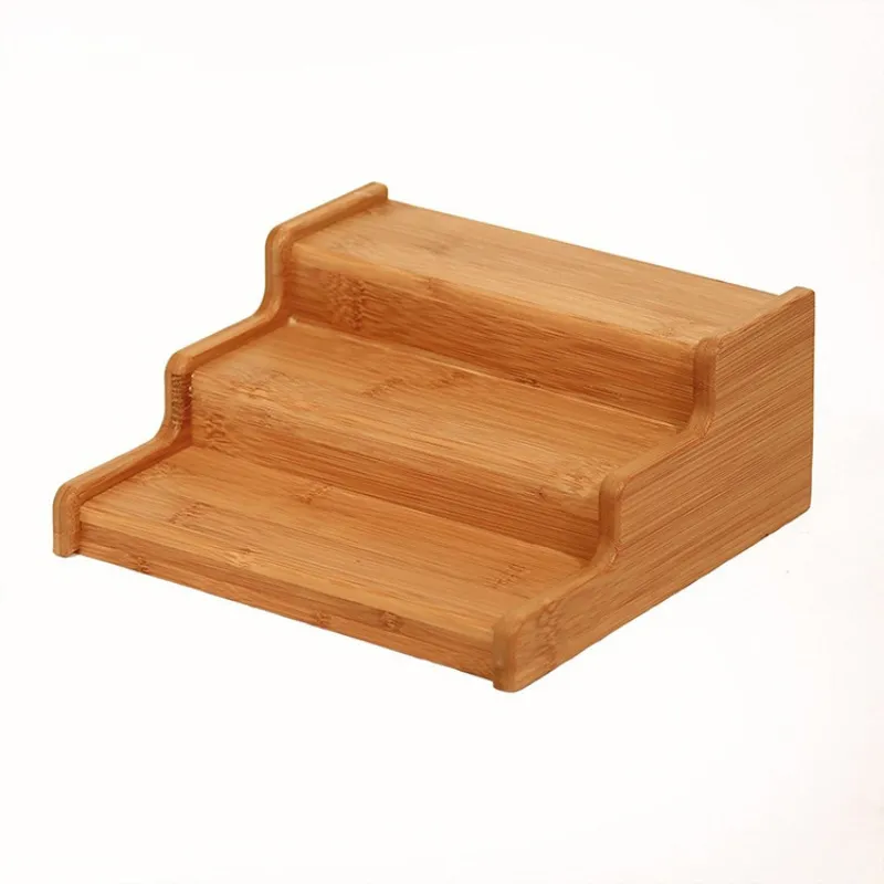 Spice Rack Keukenkast Organisator- 3 Laag Bamboo Breidbare display plank Bamboo 3-laags verstelbaar kruidenrek