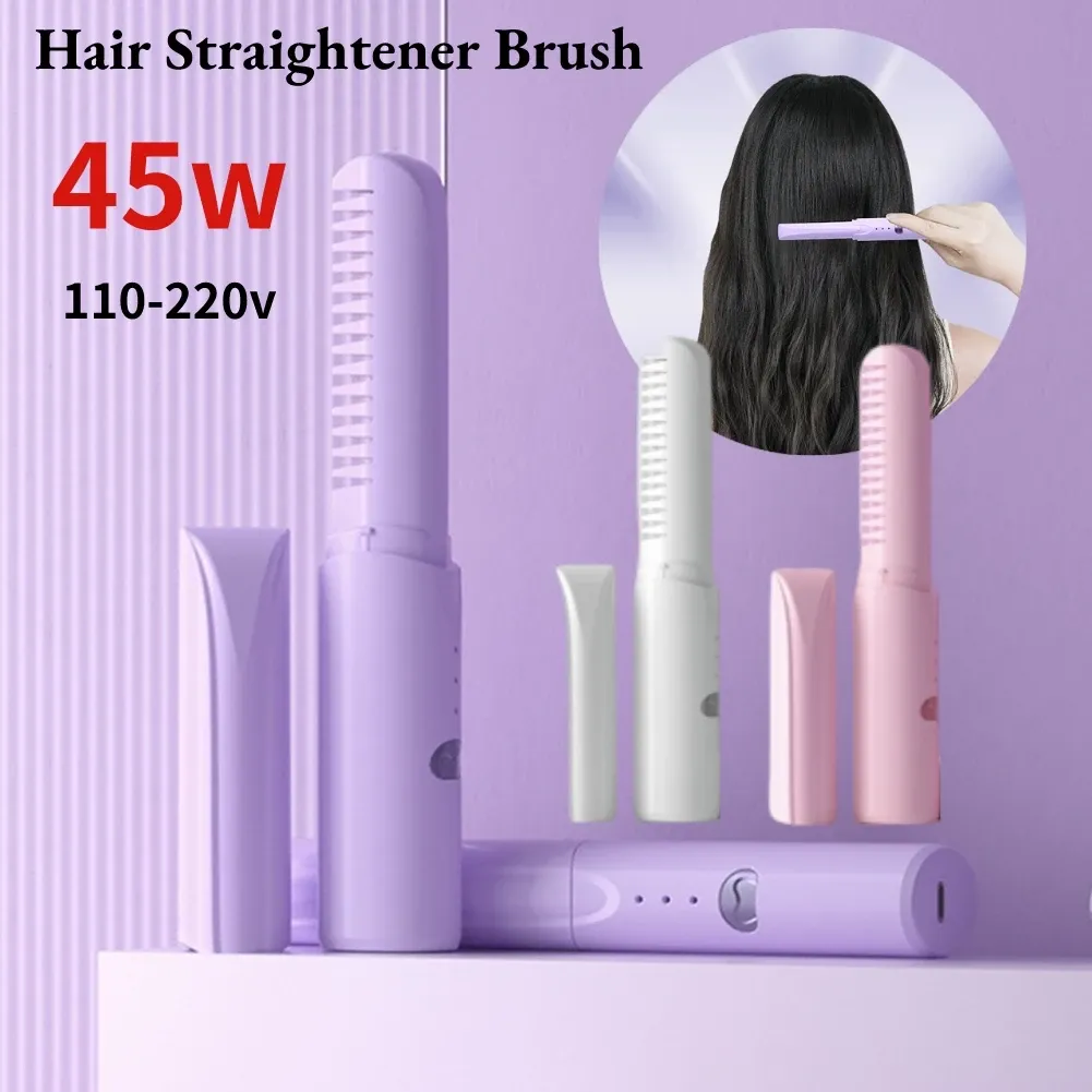 Brushes Hair Saidener Peigt Wireless 2in1 Coiffure Curler et lisser les lisseurs Brosse USB Mini outil de style pour les voyages à domicile