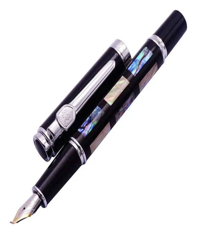 Jinhao 8802 Sea Shell Metal Fountain Pen Bent Nib Fude Pen Fina till bred storlek kalligrafi bläck för att skriva ritning Office5400830