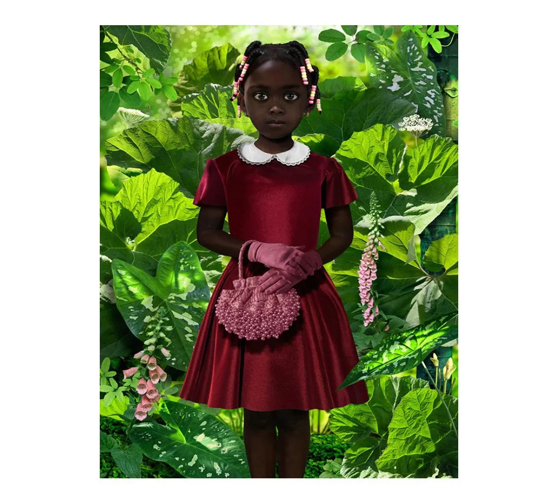 Ruud van Empel Standing In Green Painting Red Dress Poster Print Home Decor Framed Or Unframed Popaper Material8975018