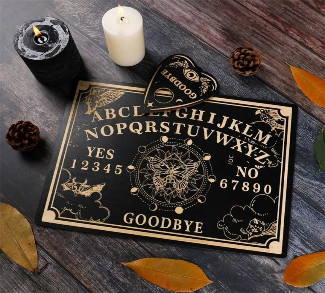 12 -calowe drewniane wróżbiarne grawerowane magiczne Ouija Metaphysical Message Witchs Pendulum Board Zestaw 2208162026330