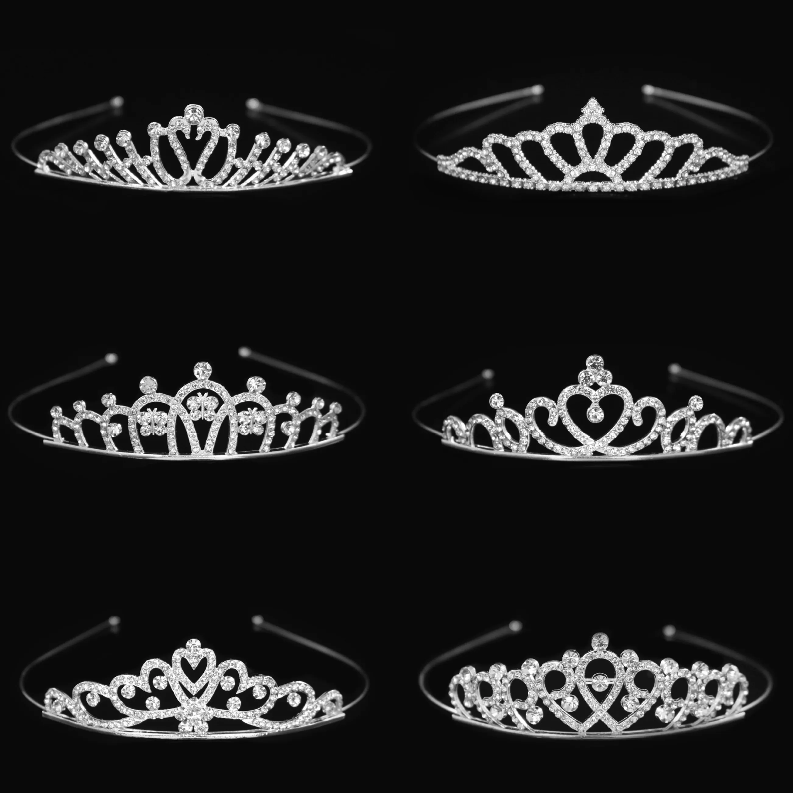 Girls' Head Pieces Crystal Tiara Crown Rhinestone Headband Hair Bands Party Jewelry Accessories Princess Headdress