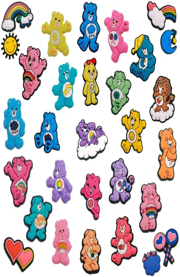 Acessórios para peças de sapatos 30 Random Charton Bears Charms para sandálias Botão Butband Bracelet Decoration meninos meninas Drop D3863619