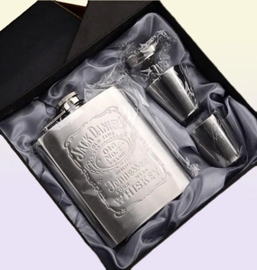 Hüftflächen Metall tragbarer Flagon Edelstahlgeschenke Reisen Silber Whisky Alkohol Flasche Flasche Männliche Mini -Flaschen4487302