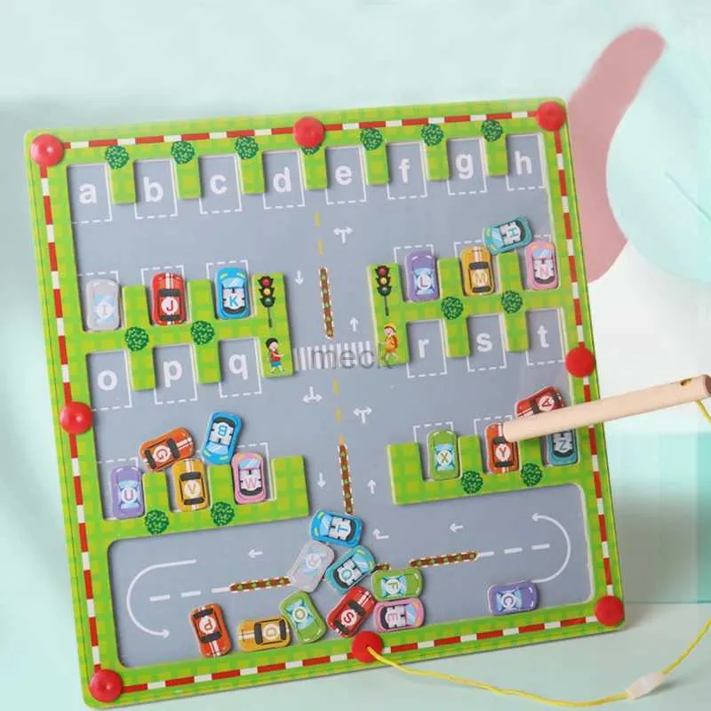 Decompressie speelgoed magnetisch doolhof sorteerbord Montessori Toys Kids kleurnummer cognitief sensorisch spel fijne motor training houten educatief speelgoed 240413