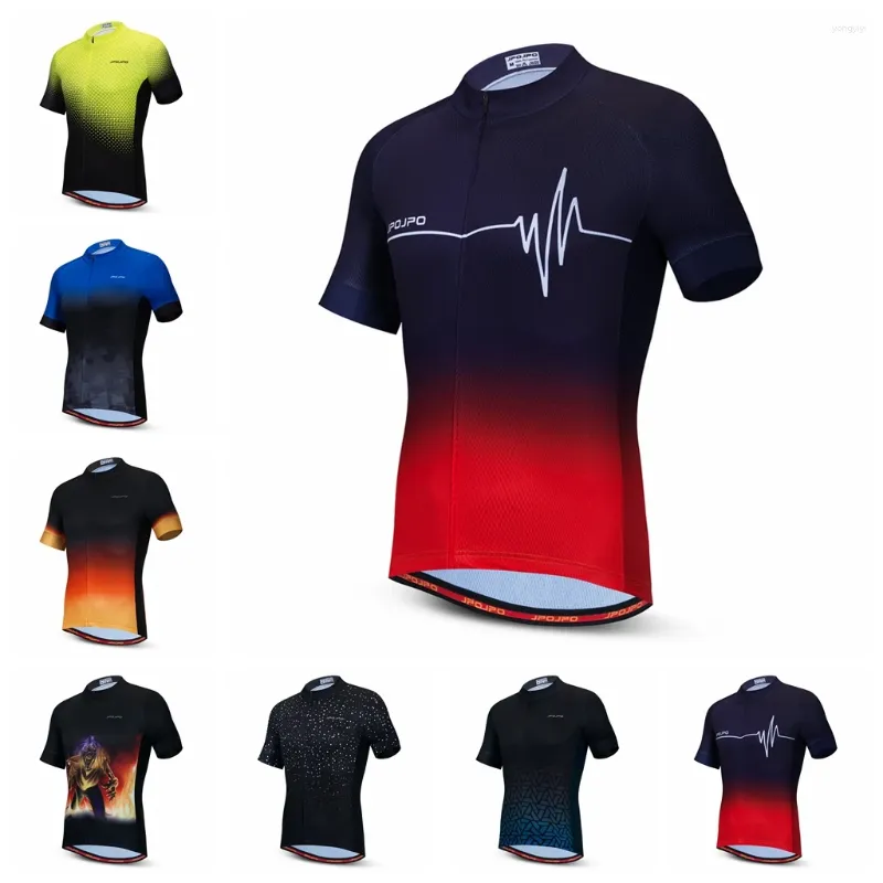 Racingjackor 2024 Cykeltröja män cykel väg mtb cykelskjorta ropa ciclismo maillot topp bergs ridkläder sommar röd svart