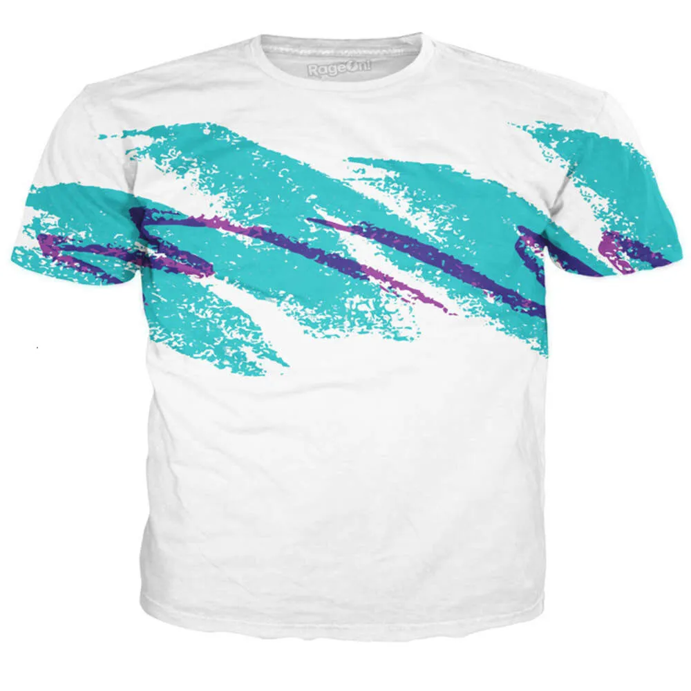 Camisetas masculinas de verão 3d de camiseta digital imprimida com padrão simples e mangas curtas soltas e casuais