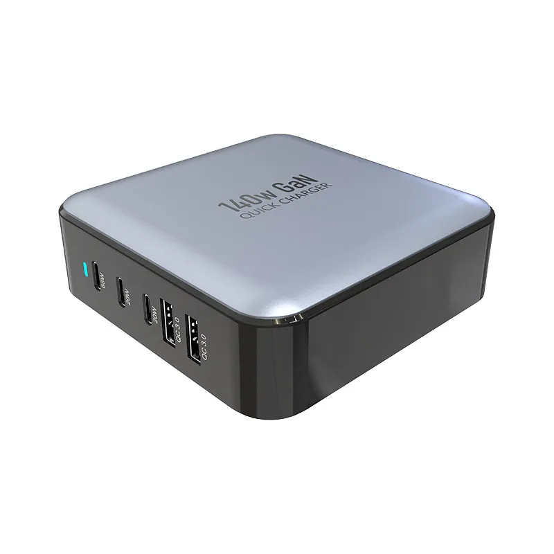 Caricabatterie super veloci 140W Adattatore di caricabatterie GAN reale per il telefono per telefono laptop per telefono per telefono da 5 porte USB Type C PD 3.1 Caricatore multi-Port di ricarica rapida