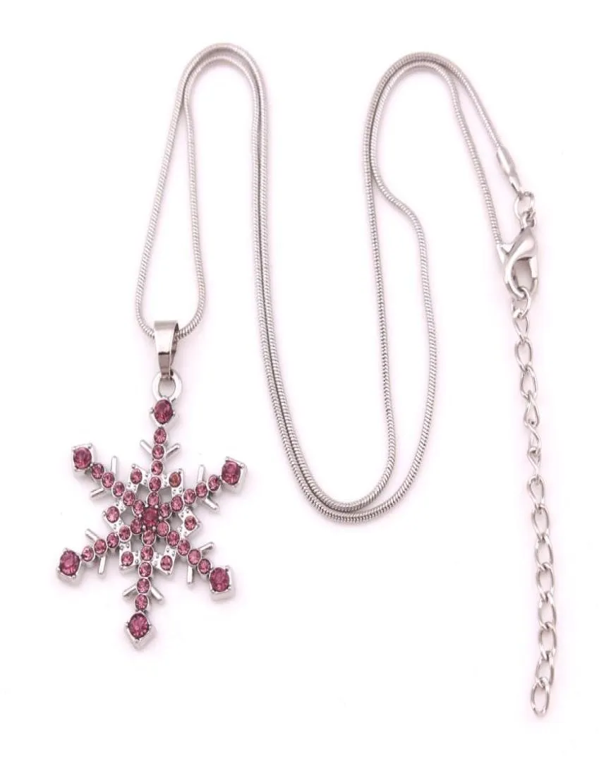 X7 TONE SILVER Crystal Snow Cipndant Necklace 18Quot Snowflake inverno per le vacanze di Natale Gioielli 1307277