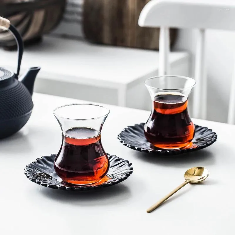 Tazze piatti di tazza tazza tazza set di piattino kit vassoio caffè espresso kit di vetro resistente al calore da viaggio marocchino