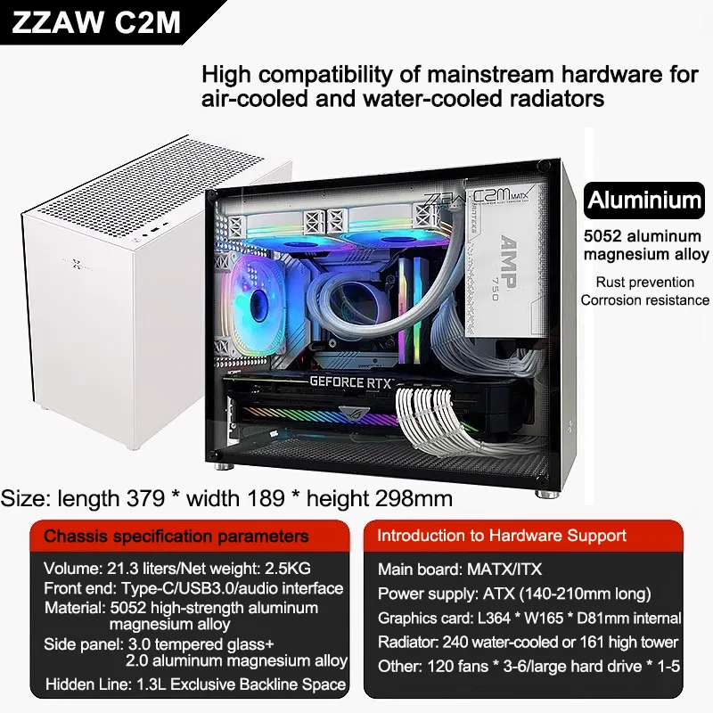 Pc Build Zzaw B1 Zzaw C1 Matx Case For Pc Desktop Computer Diy - Main Image
