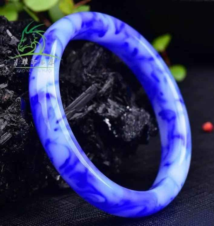 Xinjiang an gobi jade Bangle Blue and White Porcelain Women039s Jewelry Flower Bracelet2390186