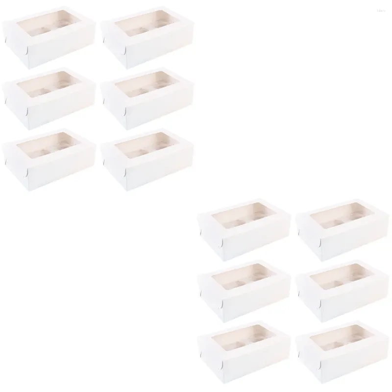 Take Out Containers 40 Pcs 2-grids Kraft Paper Food Package Boxes Transparent Baking Egg Tart Trays Muffin With Inserts Tray (White