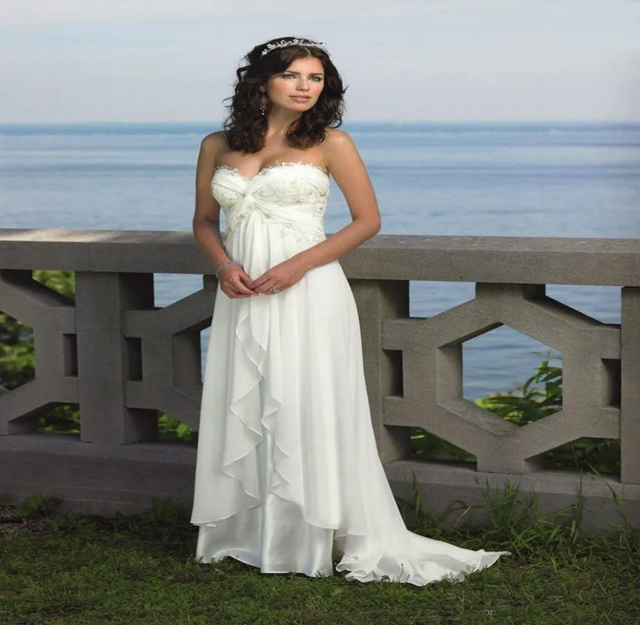 Eleganti abiti da sposa Aline Beach Sweetheart Chiffon Appliques in rilievo per taglie forti da sposa Vestitido de nobu Wear44424243