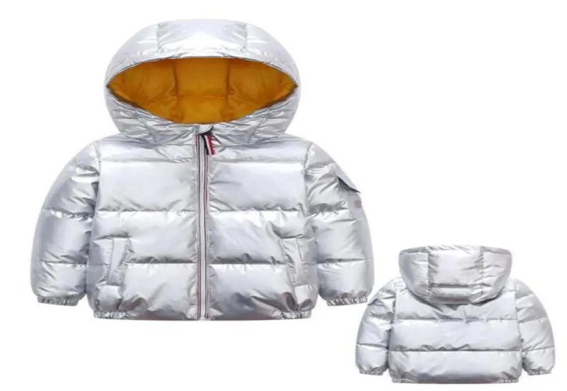 Down Coat 2021 Children039S Warm Jacket For Baby Girls and Boys Shiny Silver Outwear Winter Kids Clothes 316y7184856