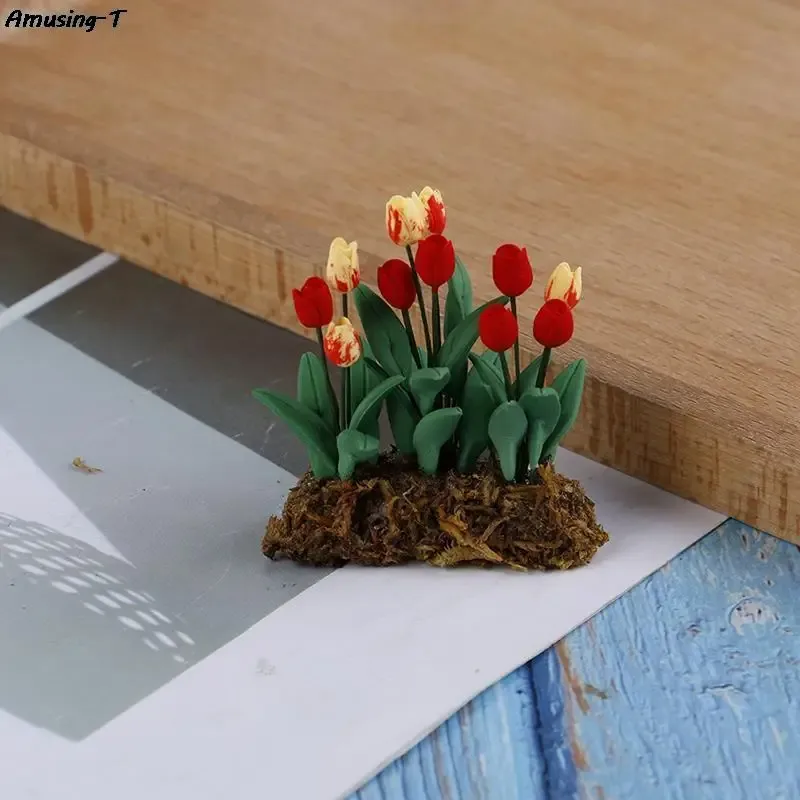 1/12 miniatuurhars hangende tulpen roze bloem planten poppenhuis feeëngarden decor poppen huis accessoires speelgoed hobby's hobby's