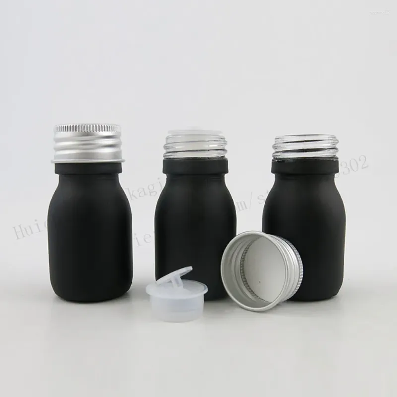 Butelki do przechowywania 500 x 30 ml mini mrozu czarnego szklanego szklanego butelki z kryzą srebrną aluminiową czapkę 1 unz mały niezbędny