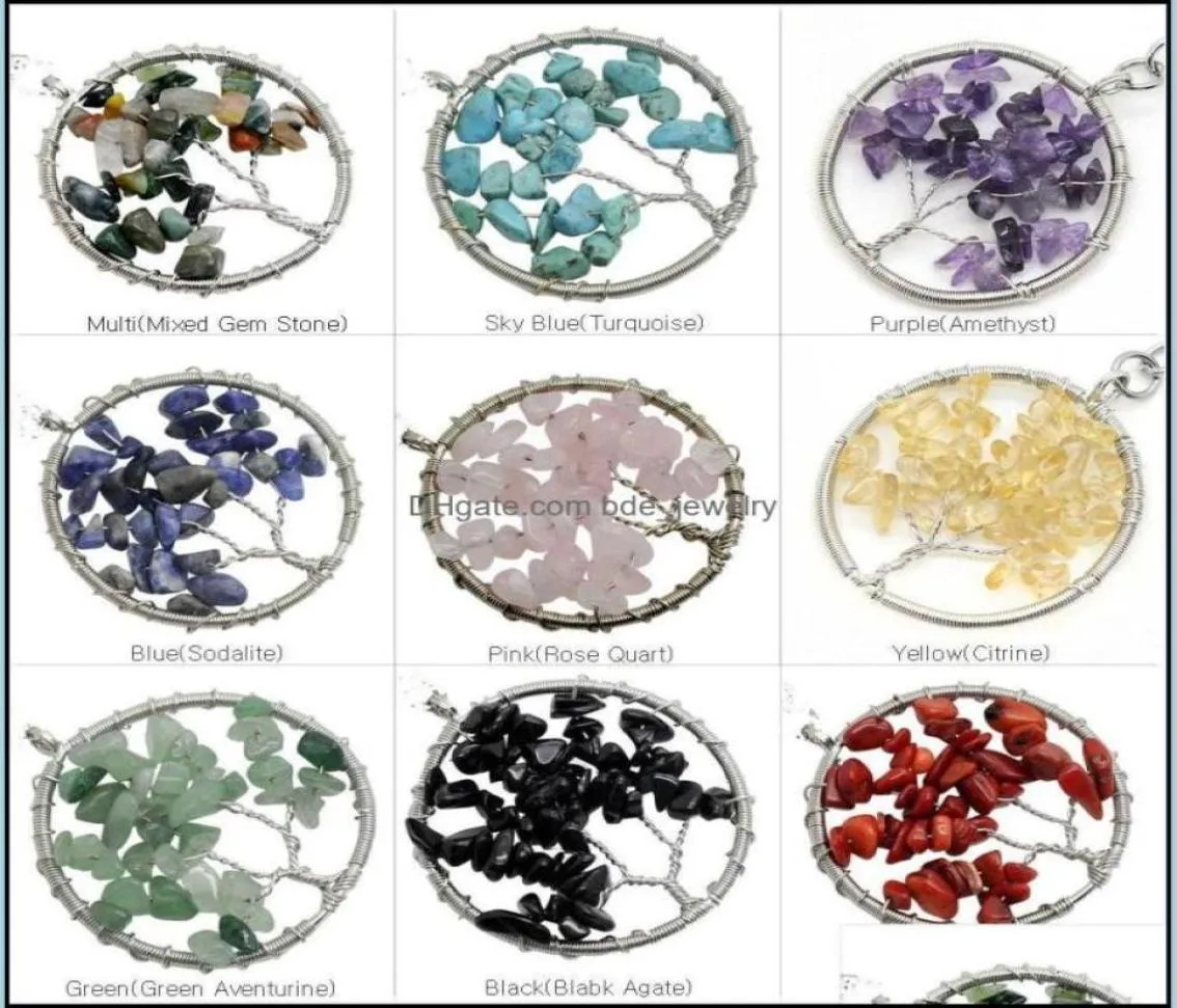 Hänge halsband naturlig sten grus rund form ädelsten smycken chip pärlor semi ädelt kristall nyckelringar n dh24967944903196