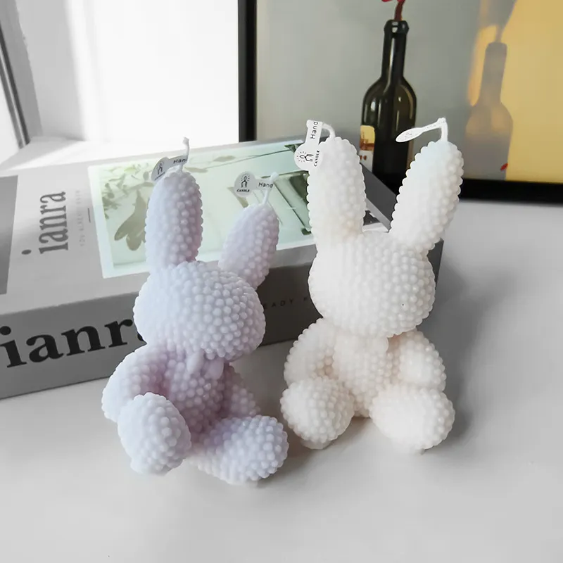 1PC Long Eared Rabbit Aromatherapy Candle Photo Props Scented Candle Ornaments Decorative Candles Ocean, Strawnberry, Green Tea