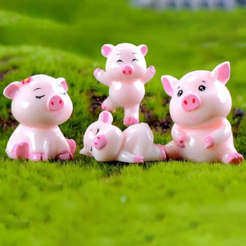 1pcs mignon cochon familial modèle animal figurine décoration intérieure miniature accessoires de décoration de jardin fée statue résine artisanat figure 307m