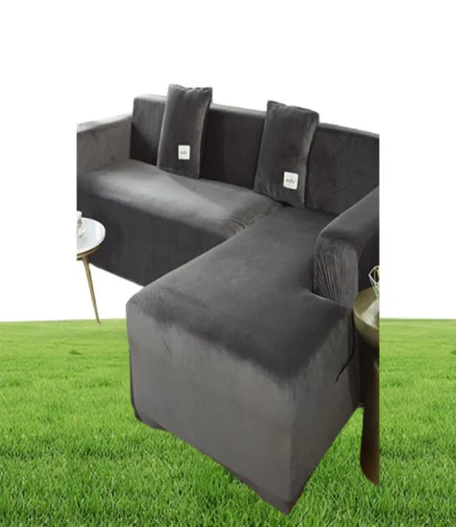 Cover di divano ad angolo di colore solido per soggiorno elastico spandex slittini divano copertura divano divano aspirazione asciugamano l Bisogna acquistare 2 pari 5247236