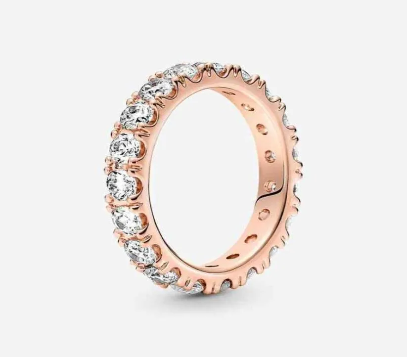 Rose Gold Plated Sparkling Row Eternity Ring with Clear Cz Fashion Style Jewelry for Women35934265893041