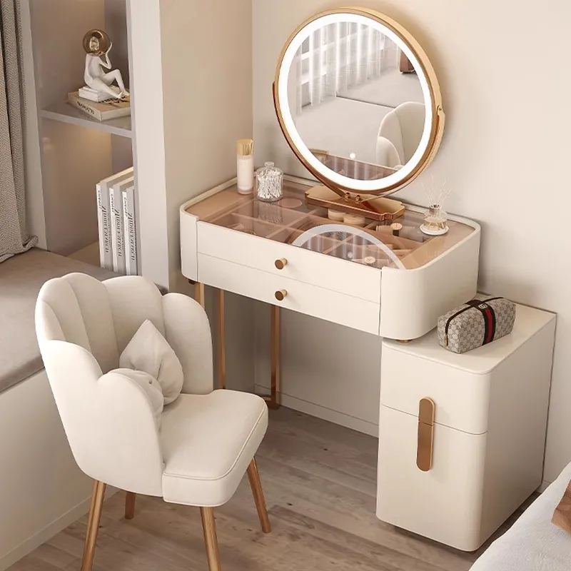 Minimalist White Vanity Tables Dresser Makeup Modern Drawer