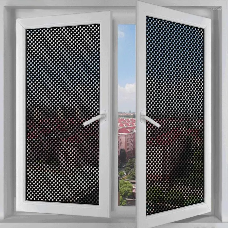 窓ステッカー穴あきメッシュフィルムセルフ接着剤黒い白い点線ホームオフィス用プライバシーグラス