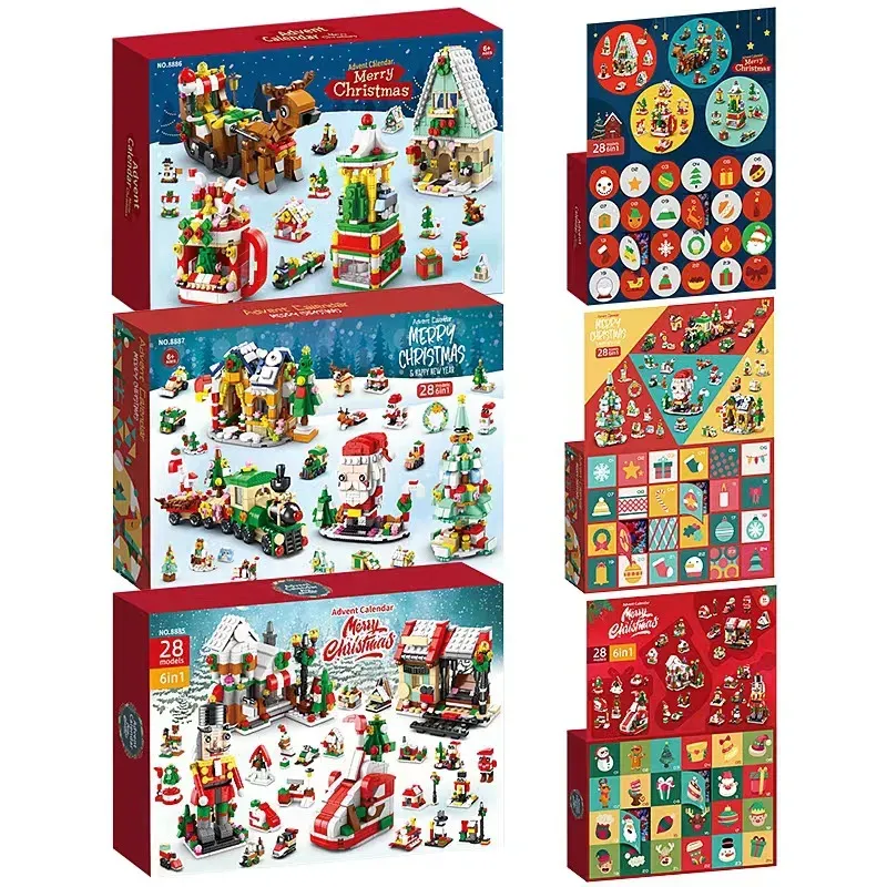 24Days Christmas Advent Calendar Building Blocks Box DIY Nutcracker Santa Claus Bricks for Kid Christmas Gift Countdown Calendar