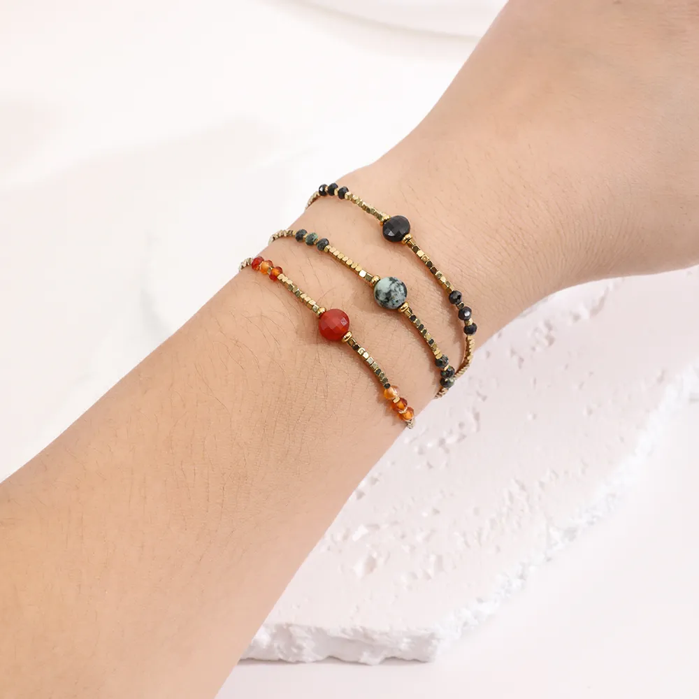 ブレスレット BLACKPURPLE Smiley Stone Chain Bracelet BMH1332 ブレスレット BLACKPURPLE Smiley Stone Chain Bracelet BMH1332